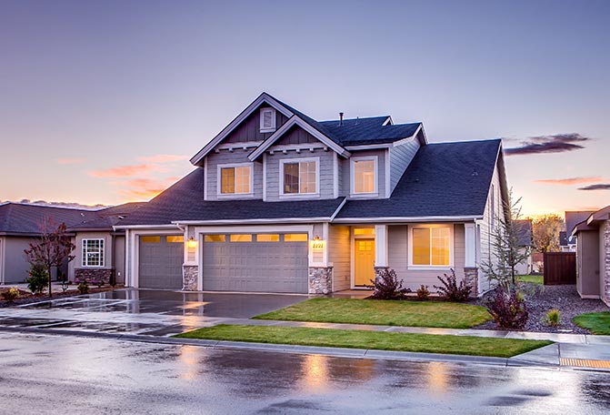 House after rain storm